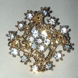 Elegant Gold Tone Rhinestone Boho Fashion Brooch